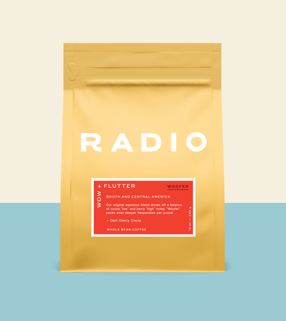 Wow & Flutter Woofer Whole Bean Coffee from Radio Roasters Coffee